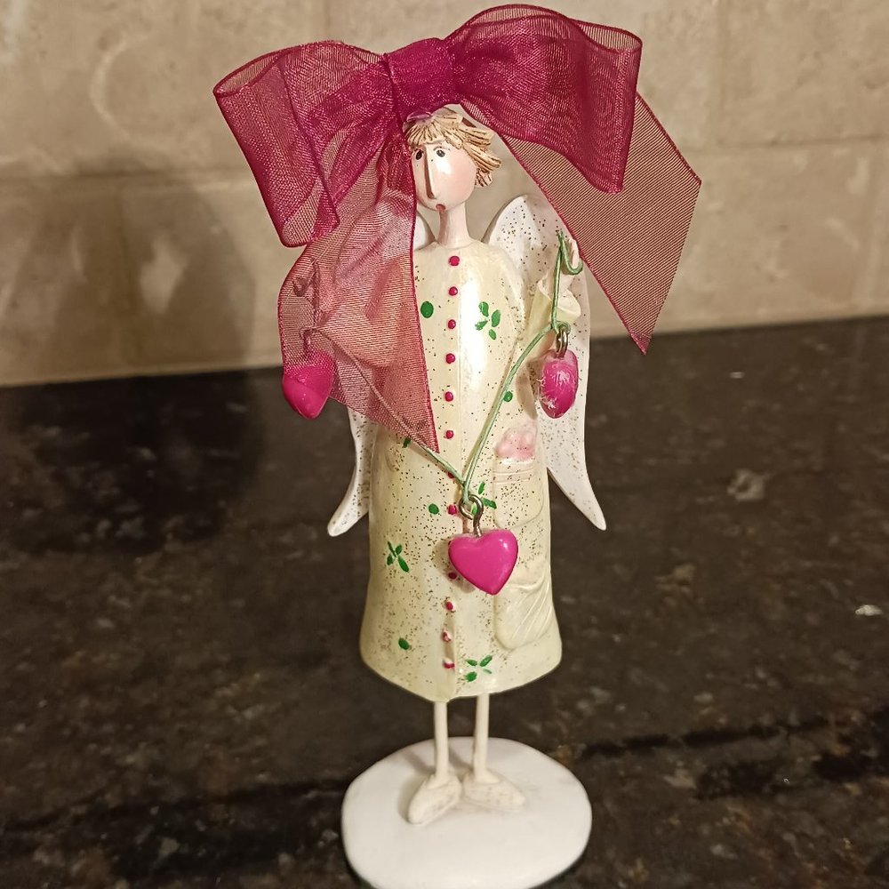 Valentine's Angel Polystone Lady by Greenbrier International. Angel with hearts